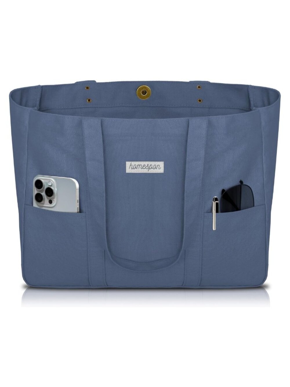 Large Canvas Tote Bag Magnetic Closure 15" Laptop Work Travel Beach